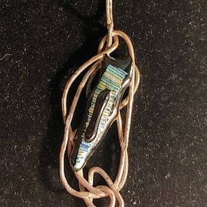 Wire wrapped Dichroic glass necklace